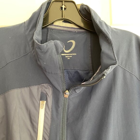 Zero Restriction Mens Navy Blue Sleeveless Vest XXL Activewear With Zipper Pocke - Picture 6 of 8